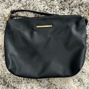 Purse, Black, Gold, Madden, Adjustable, Faux Leather, Crossbody